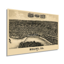 Load image into Gallery viewer, Digitally Restored and Enhanced 1889 Moline Illinois Map Print - Moline Wall Art - History Map of Moline Illinois Poster - Old Moline City Map of Illinois