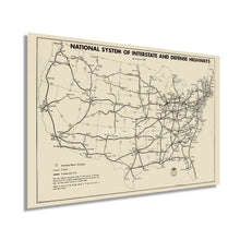 Load image into Gallery viewer, Digitally Restored and Enhanced 1958 Map of the United States National System of Interstate & Defense Highways - Vintage USA Map Poster - Old Map of USA