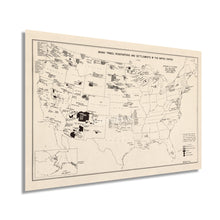 Cargar imagen en el visor de la galería, Digitally Restored and Enhanced 1939 Indian Tribes Reservations & Settlements United States Map Poster - Vintage Map of United States Wall Art - History Map of Native American Tribes of USA Map Poster