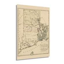 Load image into Gallery viewer, Digitally Restored and Enhanced 1797 Rhode Island Map - Vintage Map of Rhode Island Wall Art Decor - Rhode Island Poster Shows Counties and Subdivisions - Place names in German and/or English