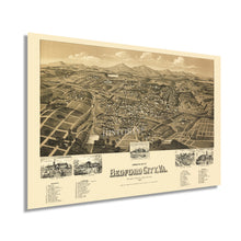 Load image into Gallery viewer, Digitally Restored and Enhanced 1891 Bedford City Map - Vintage Virginia Map Print - Historic Map of Bedford City Wall Art - Old Bedford County Virginia Map - Bird's Eye View of Bedford Virginia Wall Map