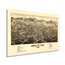 Load image into Gallery viewer, Digitally Restored and Enhanced 1882 Santa Fe New Mexico Map - Map of Santa Fe Wall Art - Santa Fe City New Mexico History Map Poster - Old Map of NM
