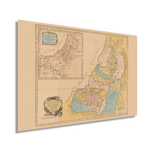 Load image into Gallery viewer, Digitally Restored and Enhanced 1760 Map of the Land of Canaan or Holy Land - Vintage Map Wall Art - Bible Map Poster - Land divided among the twelve tribes which God promised to Abraham