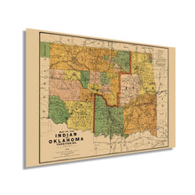 Load image into Gallery viewer, Digitally Restored and Enhanced 1892 Map of the Indian and Oklahoma Territories - Vintage Map of Oklahoma Wall Art - Vintage Oklahoma Map - Indian Territory Map - Oklahoma Map Poster