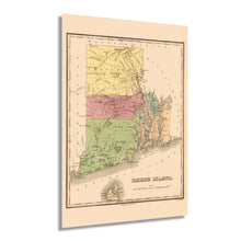 Load image into Gallery viewer, Digitally Restored and Enhanced 1829 Rhode Island State Map - Rhode Island Vintage Map - Old USA Poster Map Rhode Island Decor - Restored Historic Rhode Island Map - Rhode Island State Wall Map