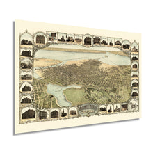 Load image into Gallery viewer, Digitally Restored and Enhanced 1900 Oakland California Map Poster - Vintage Oakland Map Wall Art - Old Oakland Poster - Historic Birds Eye View Map of The City of Oakland CA with Illustrations