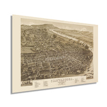Load image into Gallery viewer, Digitally Restored and Enhanced 1886 Map of Chattanooga Tennessee - Vintage Chattanooga Hamilton County Map of Tennessee - Old Chattanooga Map Poster - Restored Bird's Eye View of Chattanooga Wall Art