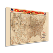 Load image into Gallery viewer, Digitally Restored and Enhanced 1892 United States Map - Vintage Map of United States Wall Art - Old Wall Map of the United States of America Showing Union Pacific Overland Route and Connections