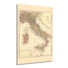 Load image into Gallery viewer, Digitally Restored and Enhanced 1890 Italy Map - Vintage Poster Map of Italy Wall Art - Italy Wall Map History - Old Wall Map of Italy