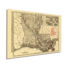 Load image into Gallery viewer, Digitally Restored and Enhanced 1896 Map of Louisiana - Vintage Map of Louisiana Wall Art - Old Louisiana Wall Map Indexed Showing Cities Towns and Railroads - Louisiana Wall Decor