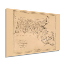 Load image into Gallery viewer, Digitally Restored and Enhanced 1796 Map of Massachusetts - Vintage Map of Massachusetts Wall Art - Massachusetts Wall Map - Mass State Map - Map of Massachusetts Poster - Massachusetts Print
