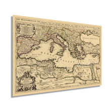 Cargar imagen en el visor de la galería, Digitally Restored and Enhanced 1680 Mediterranean Sea Map Print - Vintage Map of the Mediterranean Wall Art - Historic Mediterranean Poster - Old Mediterranean Map Divided Into Principal Parts or Seas
