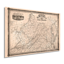 Load image into Gallery viewer, Digitally Restored and Enhanced 1862 Map of Virginia -Vintage Wall Art - Map of State of Virginia During the Civil War - State Map of Virginia - Virginia Wall Map - Virginia Decor