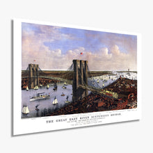 Load image into Gallery viewer, Digitally Restored and Enhanced 1885 New York Brooklyn Bridge Wall Art - Vintage Brooklyn Bridge Wall Art Color - Wall Art Brooklyn Bridge Poster - Brooklyn Bridge Print - Brooklyn Bridge Art