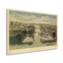 Load image into Gallery viewer, Digitally Restored and Enhanced 1855 Oswego New York Map Poster - Vintage Oswego City Map - Old Oswego County NY Map - History Map of Oswego City Wall Art - Bird's Eye View of Oswego River at Lake Ontario