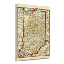 Load image into Gallery viewer, Digitally Restored and Enhanced 1888 Indiana State Map - Vintage Map of Indiana Wall Art - Vintage Indiana Map Poster with County, City, Town and Railroad Map - Indiana Wall Map