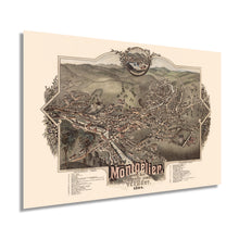 Load image into Gallery viewer, Digitally Restored and Enhanced 1884 Montpelier Vermont Map - Vintage Montpelier VT Wall Art - Old Montpelier Vermont Map - Bird's Eye View of Montpelier Washington County Vermont Poster