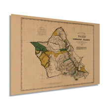 Load image into Gallery viewer, Digitally Restored and Enhanced 1881 Oahu Hawaii Vintage Map - Vintage Map of Oahu Hawaii Wall Art - Map of Hawaii Oahu Poster - Survey of Oahu Hawaiian Islands - Old Map Oahu - Historic Oahu Print