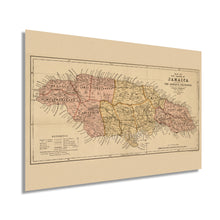 Load image into Gallery viewer, Digitally Restored and Enhanced 1893 Jamaica Map - Vintage Map of The Island of Jamaica Wall Art Decor - Wall Map of Jamaica Poster Showing Administrative and Political Divisions