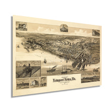 Load image into Gallery viewer, Digitally Restored and Enhanced 1891 Newport News Virginia Map - Old Newport News Wall Art - Newport News VA Map History - Vintage Virginia Map Poster