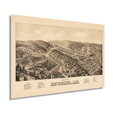 Load image into Gallery viewer, Digitally Restored and Enhanced 1888 Hot Springs Arkansas Map - Vintage Hot Springs Wall Art - Old Hot Springs Map Poster - Bird's Eye View of Hot Springs Arkansas - Restored Hot Springs AR History Map