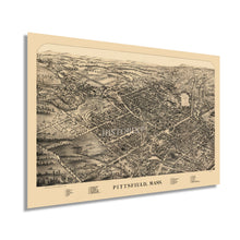Load image into Gallery viewer, Digitally Restored and Enhanced 1899 Pittsfield Massachusetts Map - Old Map of Pittsfield MA Wall Art - Bird's Eye View Map of Pittsfield City MA Poster