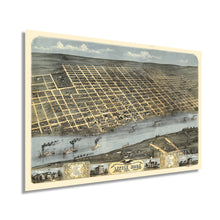 Load image into Gallery viewer, Digitally Restored and Enhanced 1871 Little Rock Arkansas Map - Vintage Little Rock Wall Art Poster - Old Little Rock AR Map - Bird's Eye View of Little Rock Arkansas Looking South West