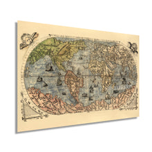 Cargar imagen en el visor de la galería, 1565 World Map Poster - 18x24 Inch Vintage Map of the World Poster - Historic Map of Earth - Old World Map Wall Art - Restored Map of the Universal Description of All The Known Land