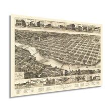 Load image into Gallery viewer, Digitally Restored and Enhanced 1886 Columbus Georgia Map - Vintage Columbus Georgia Wall Art - History Map of Columbus GA Poster - Perspective Bird's Eye View of Muscogee County Columbus GA Map Print