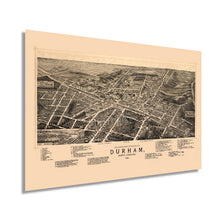 Load image into Gallery viewer, Digitally Restored and Enhanced 1891 Durham North Carolina Map - Old Durham Wall Art - History Map of Durham NC - Bird's Eye View of Durham NC Map Poster