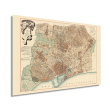 Load image into Gallery viewer, Digitally Restored and Enhanced 1891 Barcelona Spain Map - Vintage Poster de Barcelona Wall Art - History Map of Barcelona Spain - Old Barcelona Poster