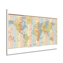 Load image into Gallery viewer, Digitally Restored and Enhanced 2021 Standard Time Zones of the World Map Poster - Map of the World Time Zones Wall Art - Time Zone Map of the World Poster