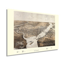 Load image into Gallery viewer, Digitally Restored and Enhanced 1867 Green Bay Wisconsin Map - Vintage Green Bay Poster - Historic Green Bay Wall Art - Bird's Eye View of Green Bay and Fort Howard Wisconsin - Old Green Bay Wall Decor