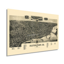 Load image into Gallery viewer, Digitally Restored and Enhanced 1888 Davenport Iowa Map - Davenport Wall Art - Davenport Scott County Iowa Map History - Old Davenport Map of Iowa Poster