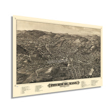 Load image into Gallery viewer, Digitally Restored and Enhanced 1882 Map of Fitchburg Massachusetts Poster - Fitchburg Massachusetts Wall Map History - Old City of Fitchburg MA Map Print