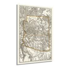 Load image into Gallery viewer, Digitally Restored and Enhanced 1876 Arizona Map Poster - Old Map of Arizona Wall Art - Vintage Arizona Map Print - Indexed Arizona State Map History