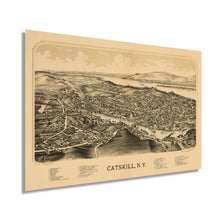 Cargar imagen en el visor de la galería, Digitally Restored and Enhanced 1889 Catskill NY Map - Vintage Catskill Map Wall Art - Old Catskill New York Map Poster - Historic Greene County Map - Birds Eye View of Catskill Town Map History
