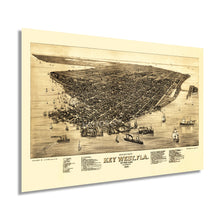 Load image into Gallery viewer, Digitally Restored and Enhanced 1884 Map of Key West Florida - Vintage Key West Poster - Historic Key West Wall Art - Restored Key West Vintage Poster - Bird's Eye View of Key West History Map Print