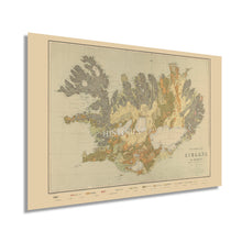 Cargar imagen en el visor de la galería, Digitally Restored and Enhanced 1901 Iceland Map Poster - Geological Map of Iceland Poster - History Map of Reykjavik Iceland - Old Iceland Map Wall Art
