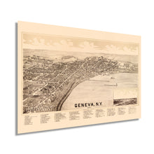 Cargar imagen en el visor de la galería, Digitally Restored and Enhanced 1893 Geneva New York Poster Map - Vintage Map of Geneva Wall Art - Old Geneva New York Map - Aerial View of Geneva NY Showing Index to Points of Interest