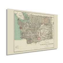 Load image into Gallery viewer, Digitally Restored and Enhanced 1887 Washington Territory Map - Vintage Washington State Map Poster - History Map of Washington Territory Wall Art