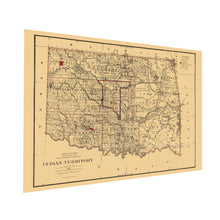 Load image into Gallery viewer, Digitally Restored and Enhanced 1887 Indian Territory Oklahoma Map - Vintage Map of Oklahoma Wall Art - Oklahoma Indian Tribes - Oklahoma State Map - Vintage Oklahoma Map