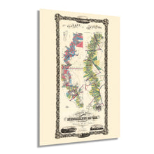 Load image into Gallery viewer, 1858 Lower Mississippi River Map - Vintage Wall Map of Mississippi River - History Map of the Mississippi River - Old Chart of the Lower Mississippi River Wall Art Poster