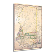 Load image into Gallery viewer, Digitally Restored and Enhanced 1820 Map of Mississippi - Vintage Map of Mississippi Wall Art - From Surveys and Entered According to Act of Congress - Wall Map of Mississippi State Poster