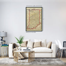 Load image into Gallery viewer, Digitally Restored and Enhanced 1888 Indiana State Map - Vintage Map of Indiana Wall Art - Vintage Indiana Map Poster with County, City, Town and Railroad Map - Indiana Wall Map