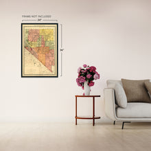 Cargar imagen en el visor de la galería, Digitally Restored and Enhanced 1893 Nevada State Map - Vintage Map of Nevada Wall Art - Vintage Nevada Railroad Map - Nevada Wall Decor - Nevada Home Decor - Old Nevada Map