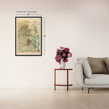 Load image into Gallery viewer, Digitally Restored and Enhanced 1912 American Civil War Battle Map - Vintage Map of Virginia and Neighboring States Showing Civil War Battle Locations 1861-1865 - US Civil War Map Poster Print