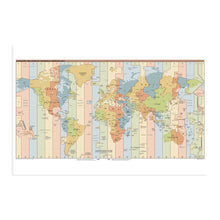 Load image into Gallery viewer, Digitally Restored and Enhanced 2021 Standard Time Zones of the World Map Poster - Map of the World Time Zones Wall Art - Time Zone Map of the World Poster