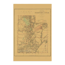 Load image into Gallery viewer, Digitally Restored and Enhanced 1879 Utah State Map - Utah State Vintage Map Wall Art - Old Historic Map of Utah Poster Showing Towns Counties Indian Reservations and Natural Features