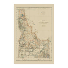 Load image into Gallery viewer, Digitally Restored and Enhanced 1891 Idaho Map Print - Vintage Idaho Wall Art - Old Map of Idaho Poster - State of Idaho History Map from Official Records